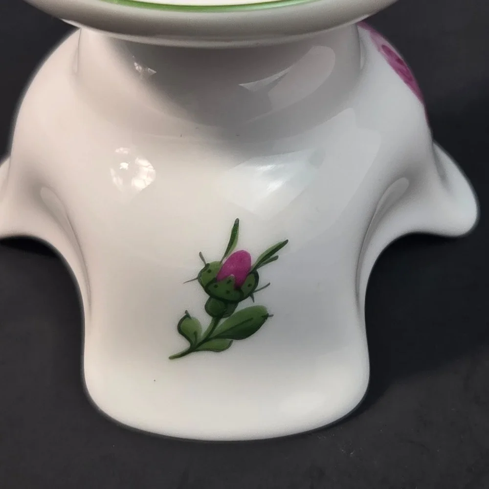 Augarten Wien Wiener Rose Candlestick Holder Vienna Porcelain 5089 Hand Painted